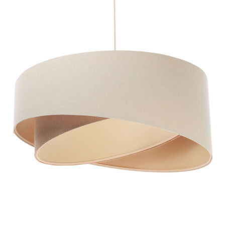 Cream and beige pendant lamp with cylindrical lampshades in linen and jute fabric with beige inside BOHO