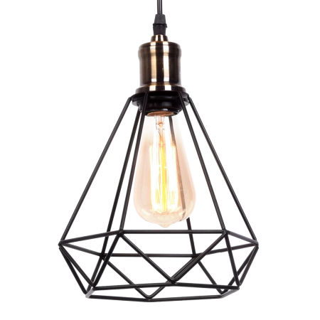 Black wire pendant light, metal, designer, diamond - COBI