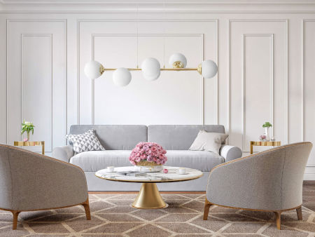 Gold light, chandelier on a wire, with elongated cover and glass balls, classic gold - FINO