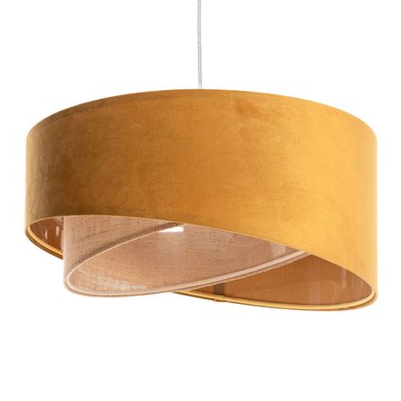 Mustard-coloured pendant light for the living room and teenagers’ bedroom, with a boho-style jute shade – LANA