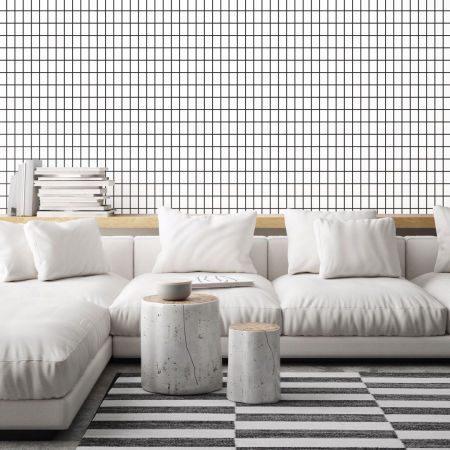 White and black rectangular chequered 4,5 x 7 cm wallpaper