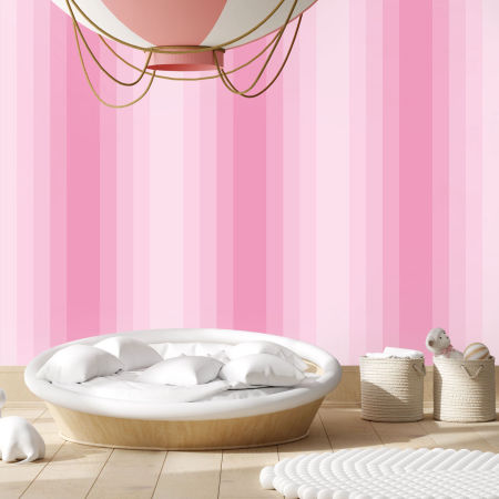 Pink gradient children's vertical striped- wallpaper for girl's room