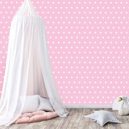 Pink and white 5 cm stars wallpaper