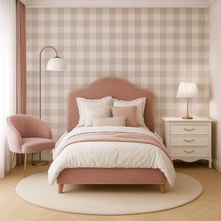 Grey and white gingham wallpaper stripes 10 cm