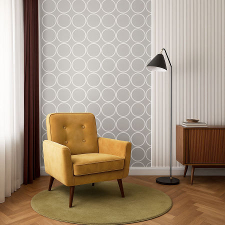 Grey wallpaper with white circles