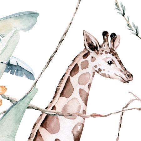 CHILDREN'S SAFARI wallpaper, animals in the jungle, watercolour, for children's room