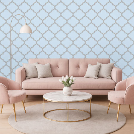 Moroccan Quatrefoil Tile blue-grey pastel wallpaper