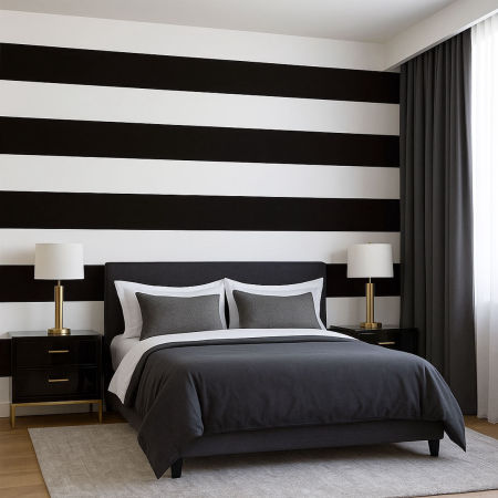 Black and white horizontal striped wallpaper 20 cm