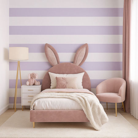 White and light purple horizontal striped wallpaper 20 cm
