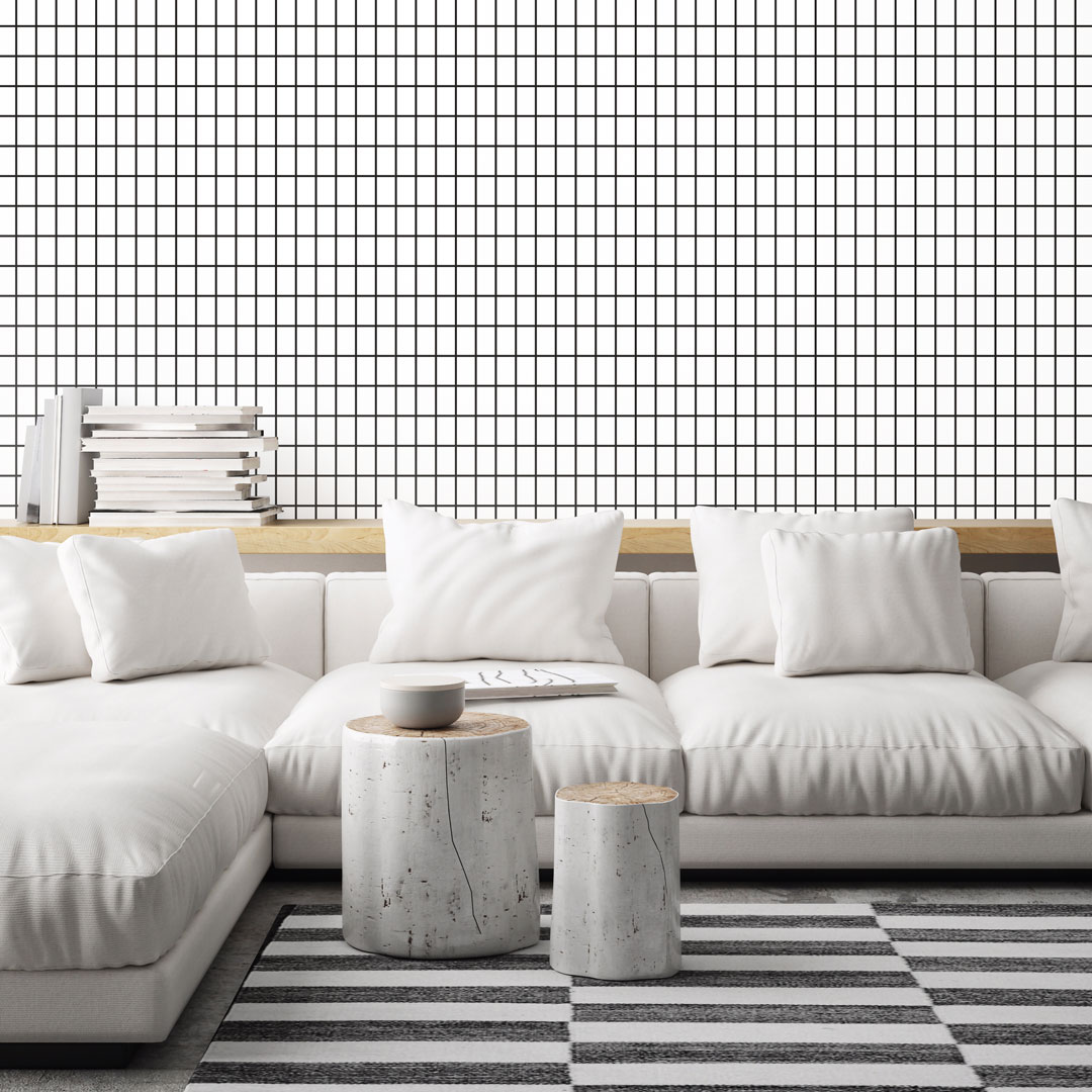 White and black rectangular chequered 4,5 x 7 cm wallpaper - Dekoori image 2