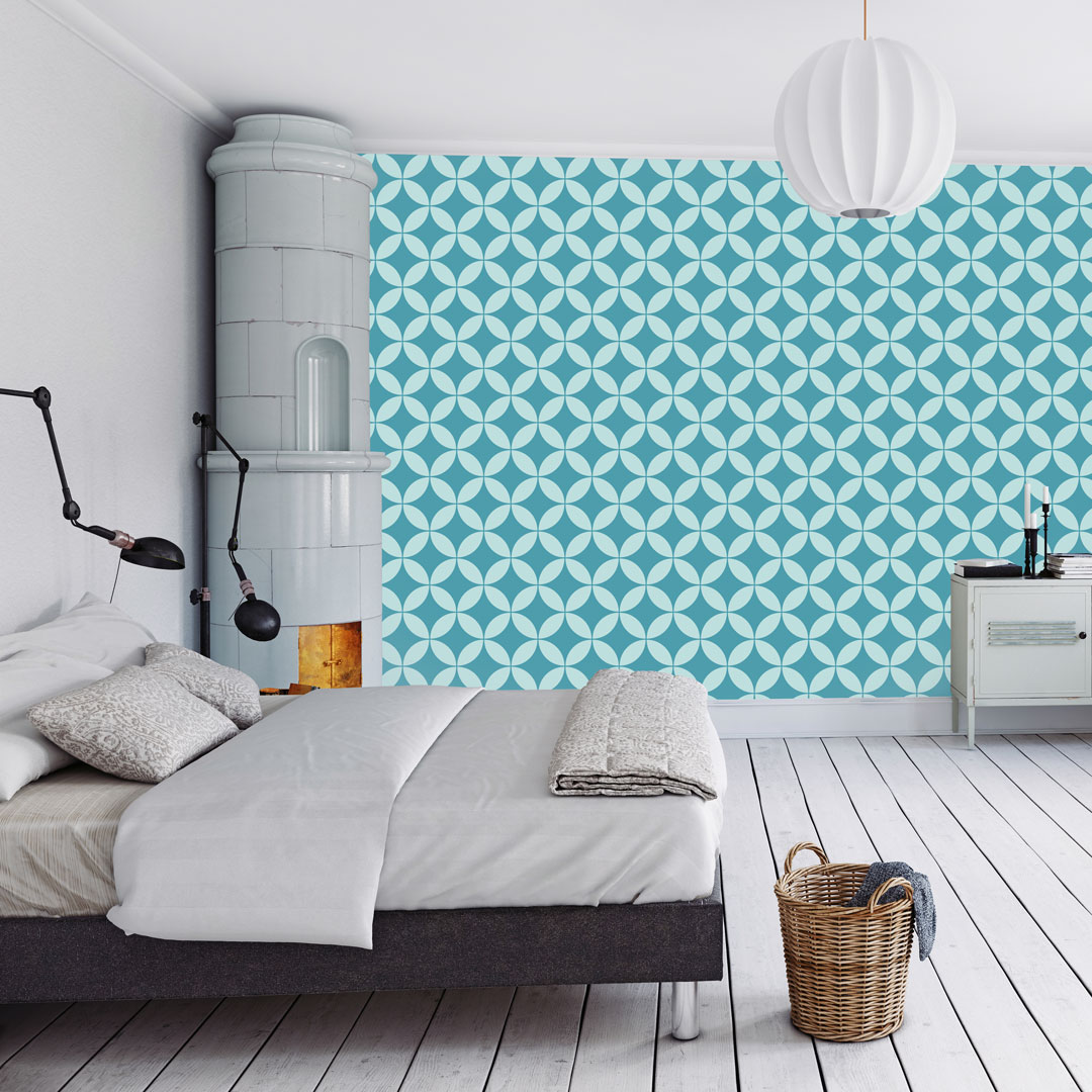 Oriental wallpaper with turquoise Moroccan mosaic retro design - Dekoori image 2