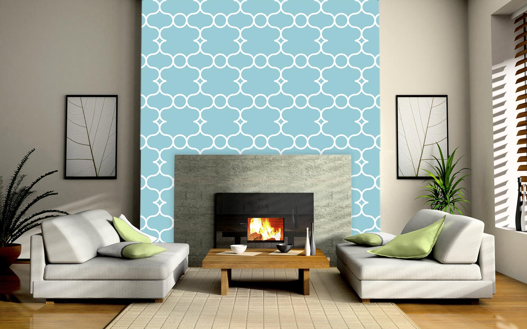 Blue and white Arabic pattern wallpaper - Dekoori image 4