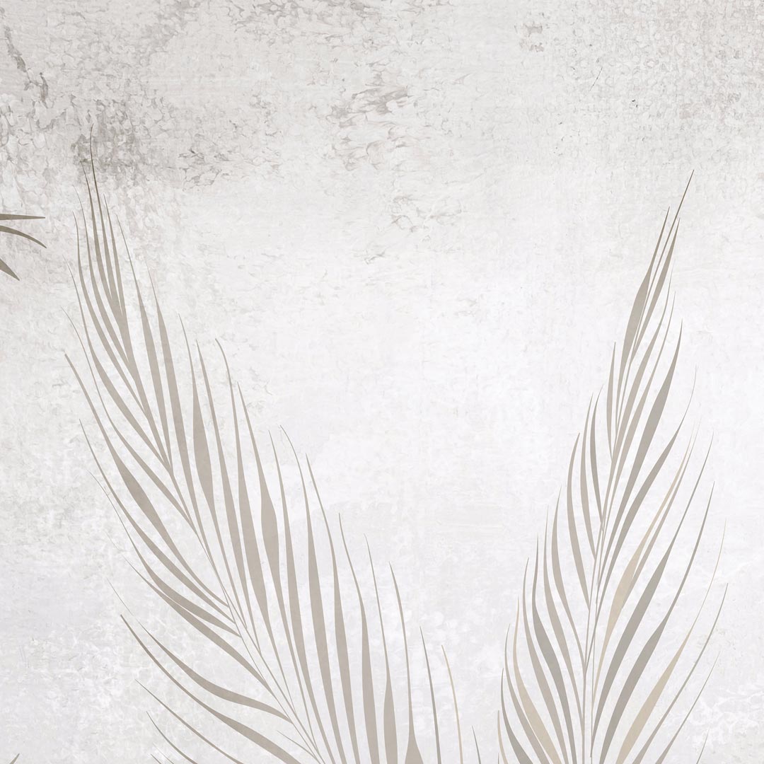 Decorative wallpaper, beige and brown palm leaves on a cream-grey aged background, boho style - Dekoori image 3