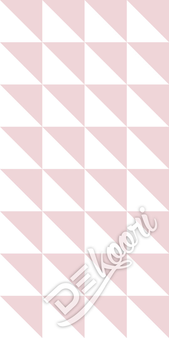 Wallpaper with 25 cm rectangular triangles, the colours of wallpaper: white and pink - Dekoori image 3