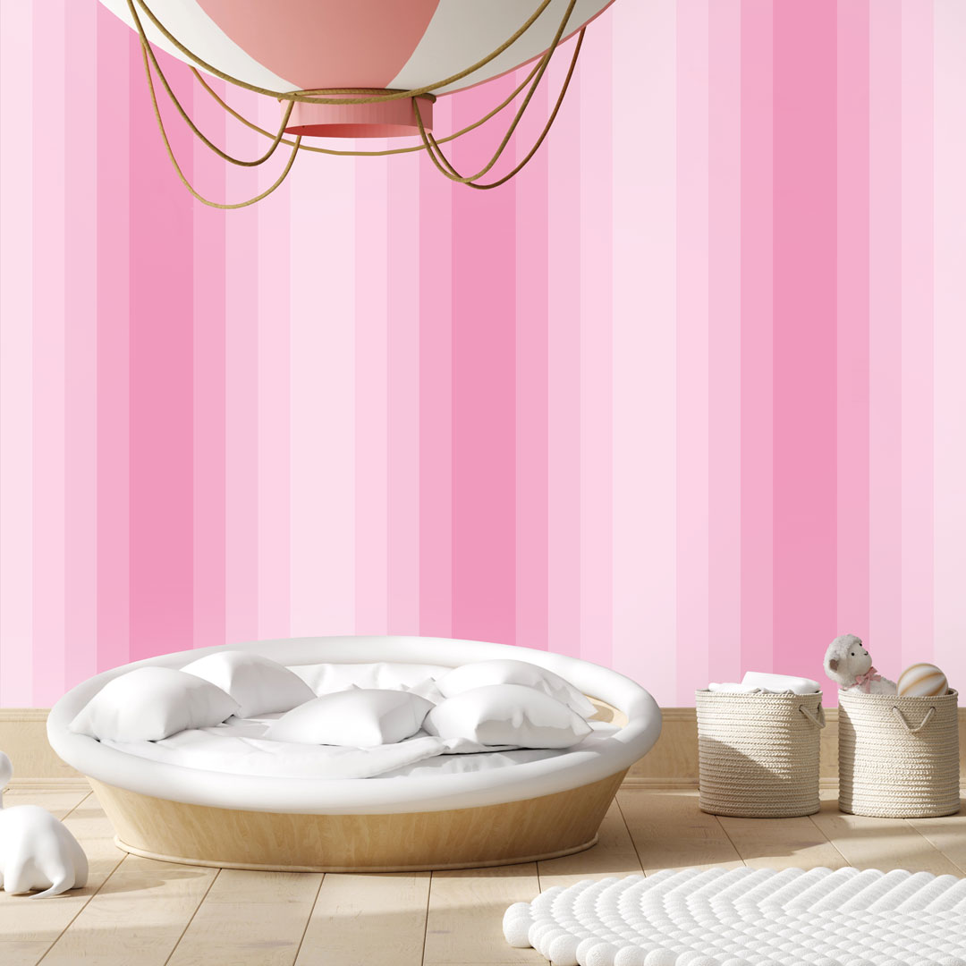 Pink gradient children's vertical striped- wallpaper for girl's room - Dekoori image 2