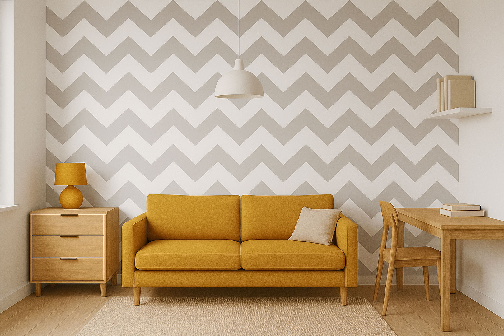 White and grey chevron wallpaper - Dekoori image 2