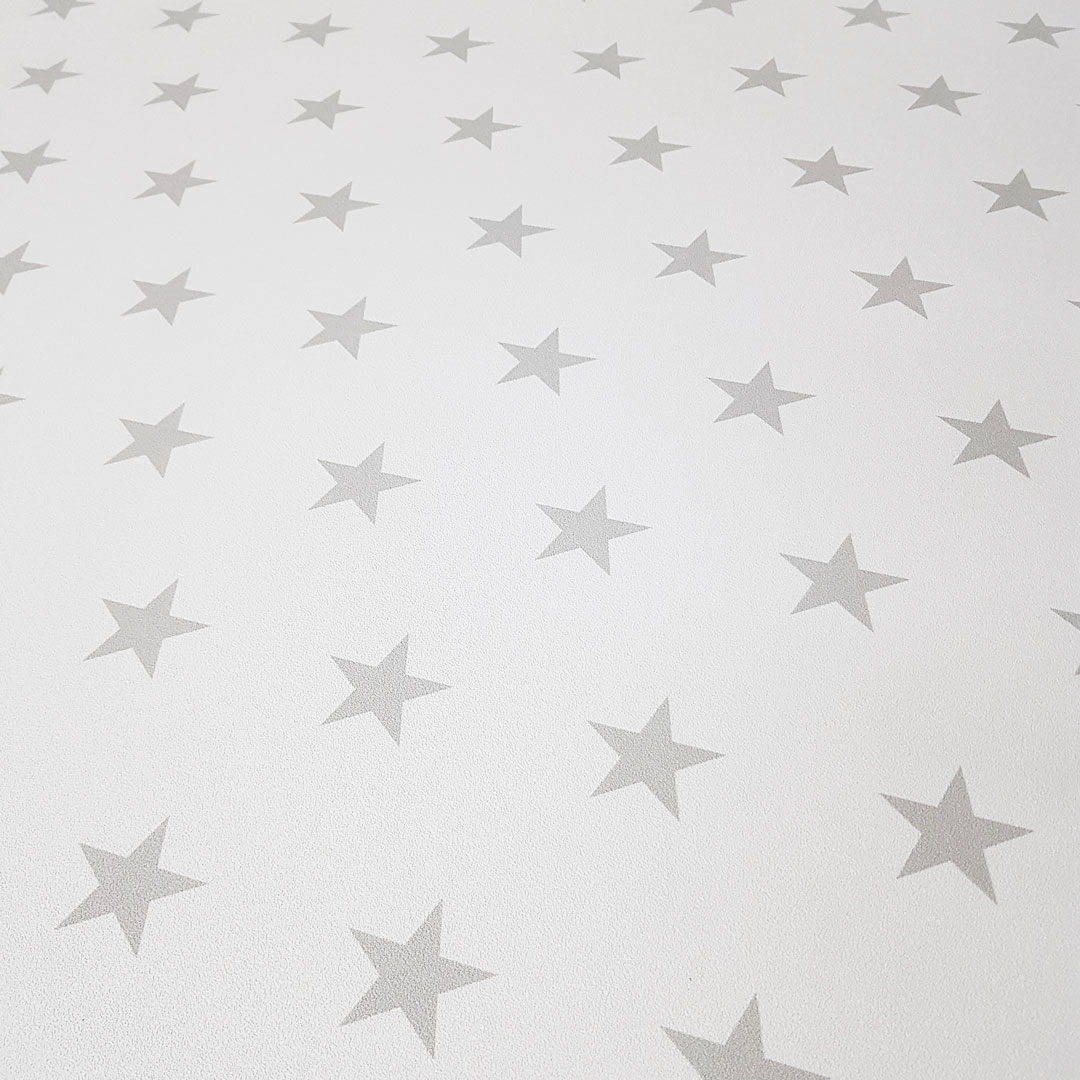 White and grey 5 cm stars wallpaper - Dekoori image 3