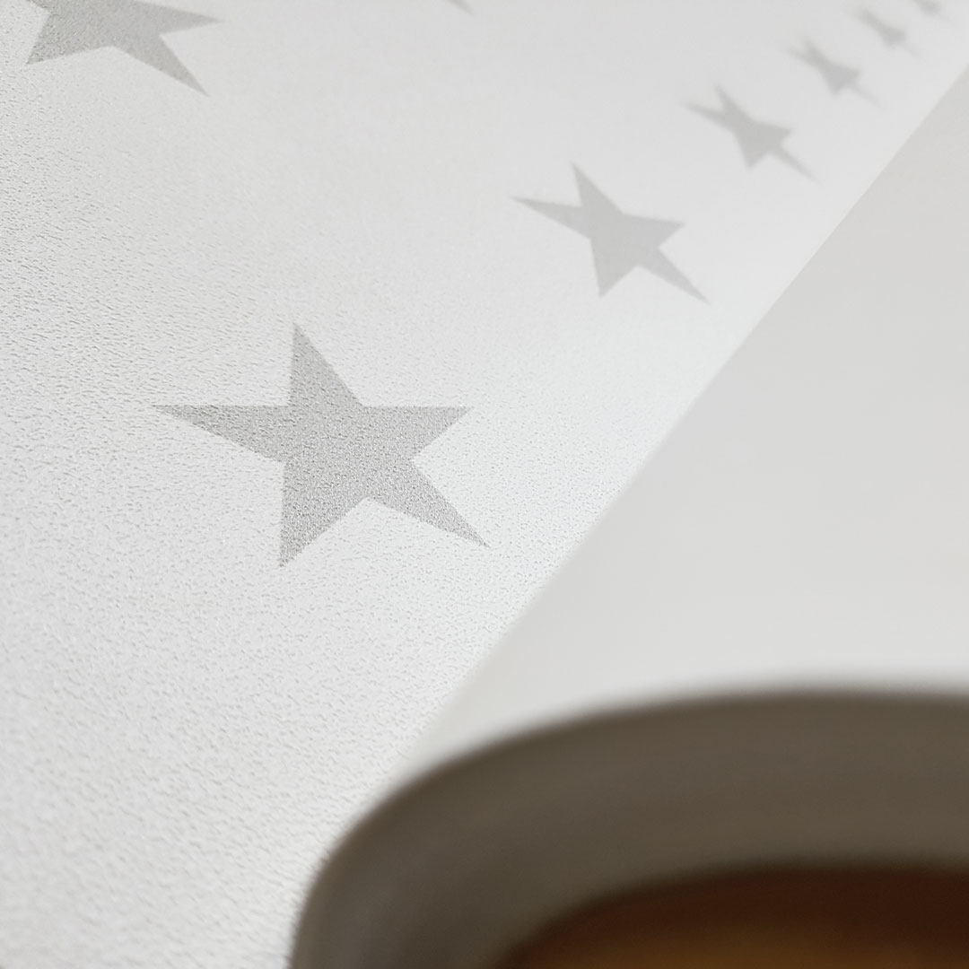 White and grey 5 cm stars wallpaper - Dekoori image 4