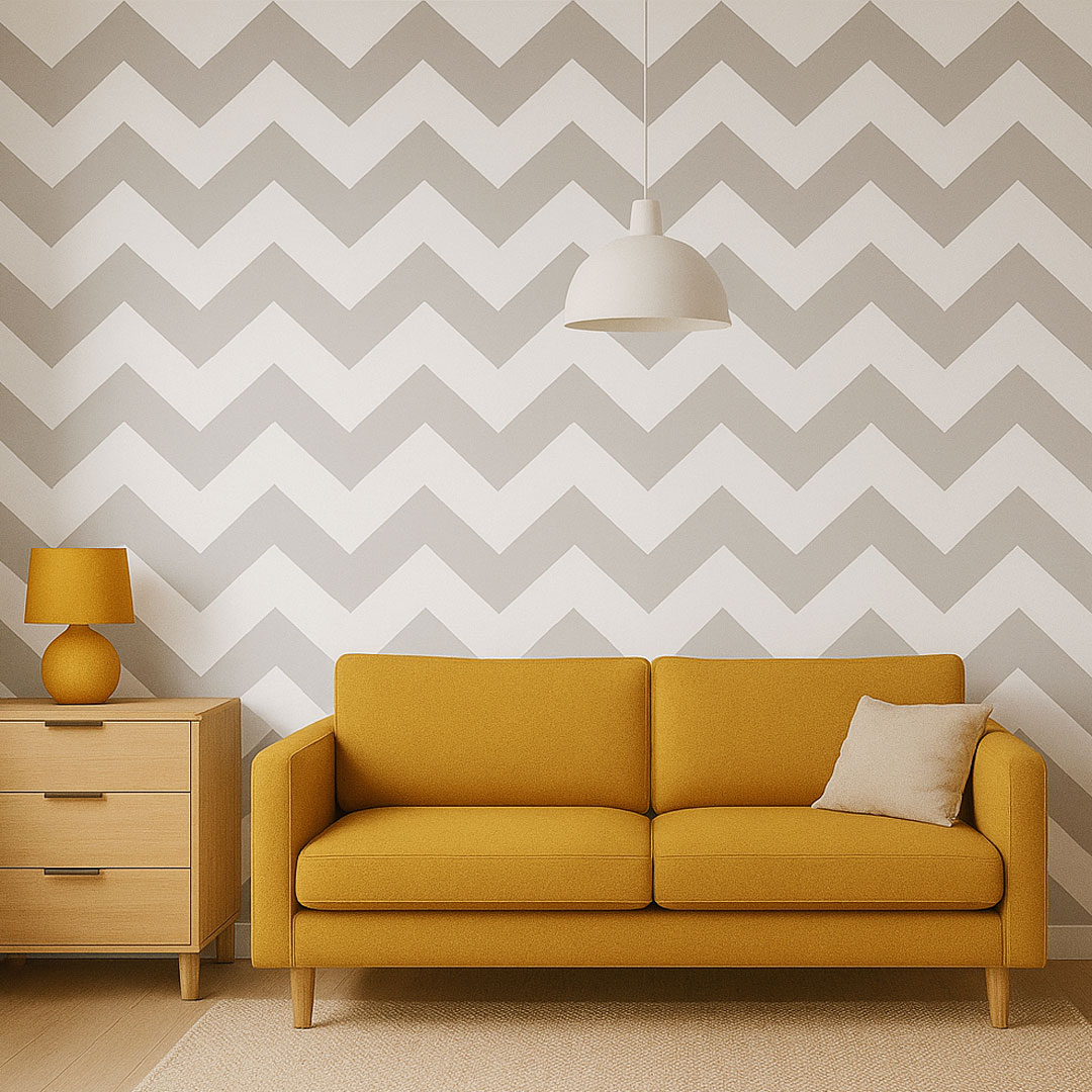 White and grey chevron wallpaper - Dekoori image 2