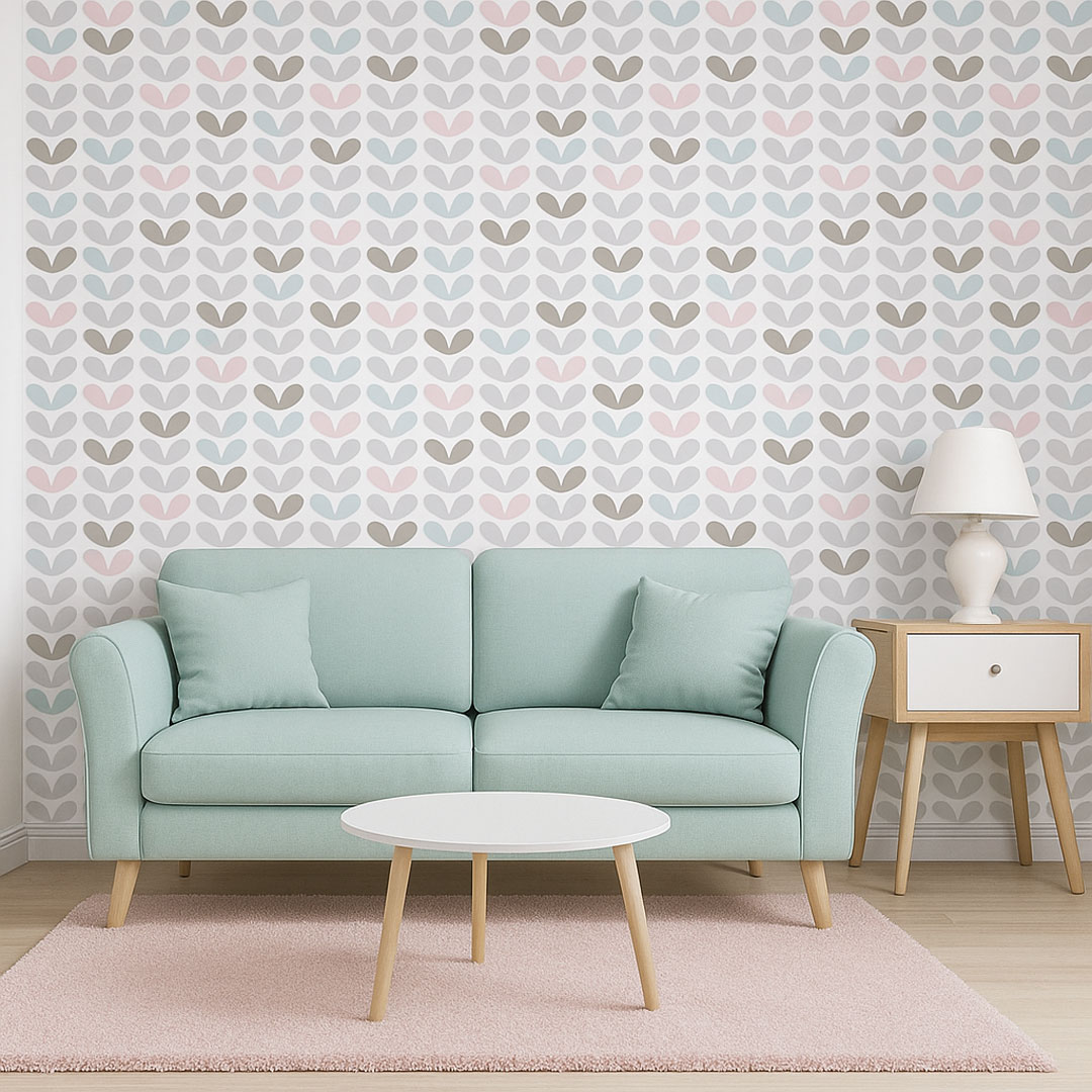 Scandinavian wallpaper with colourful heart-shaped leaves - Dekoori image 2