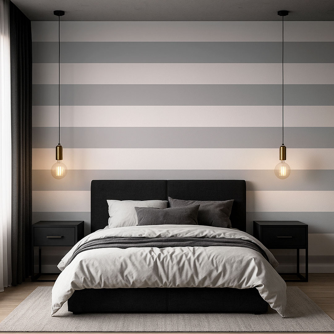 Grey horizontal striped wallpaper 20 cm - Dekoori image 2