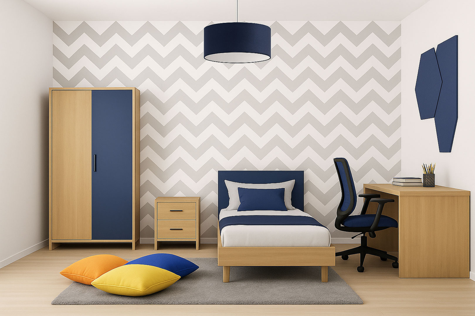 Geometrical white and grey 23 cm chevron wallpaper in Scandinavian style - Dekoori image 3