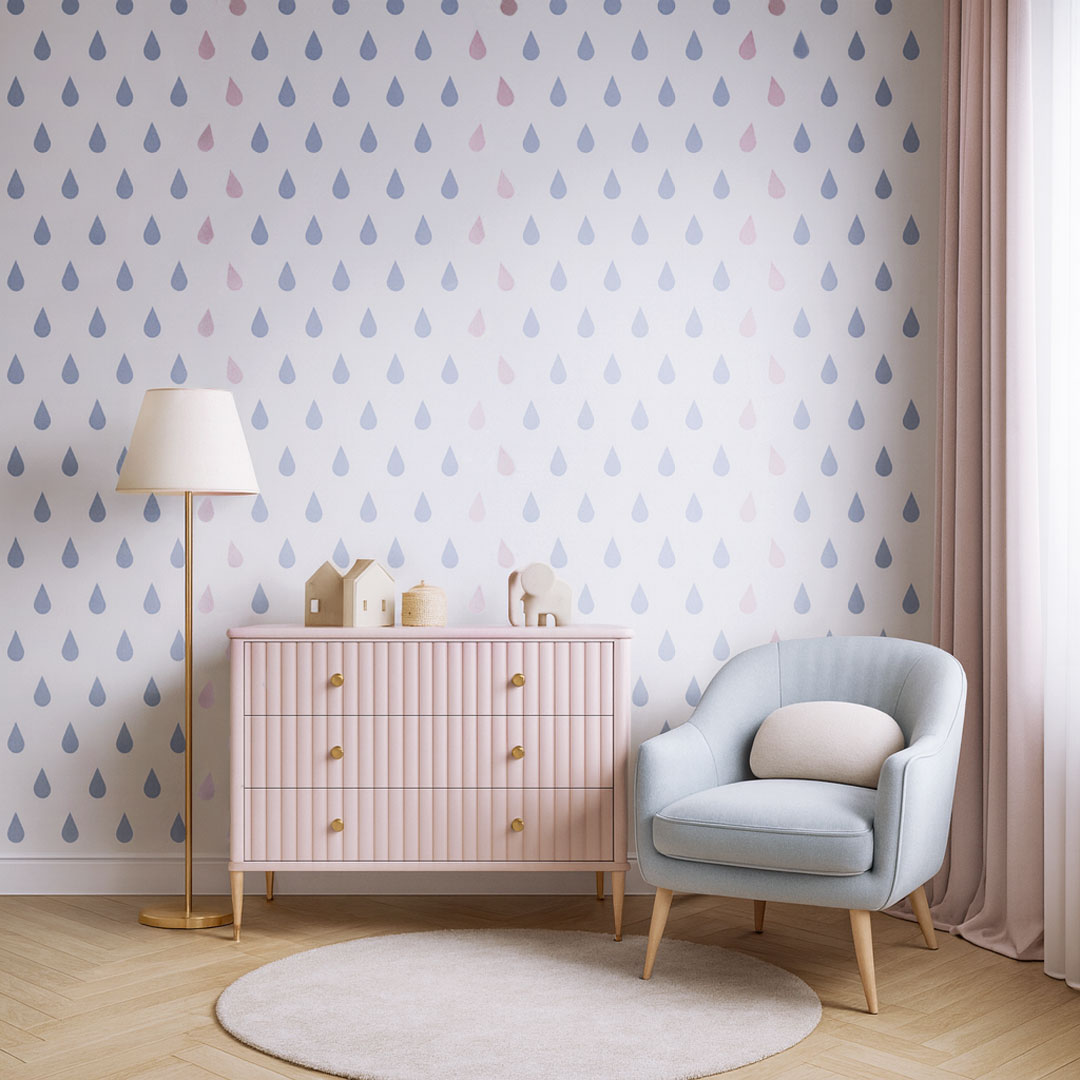 Water, raindrops wallpaper Colours: Serenity and Rose Quartz (blue and rose) - Dekoori image 4