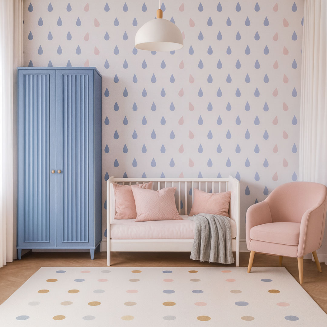 Water, raindrops wallpaper Colours: Serenity and Rose Quartz (blue and rose) - Dekoori image 2