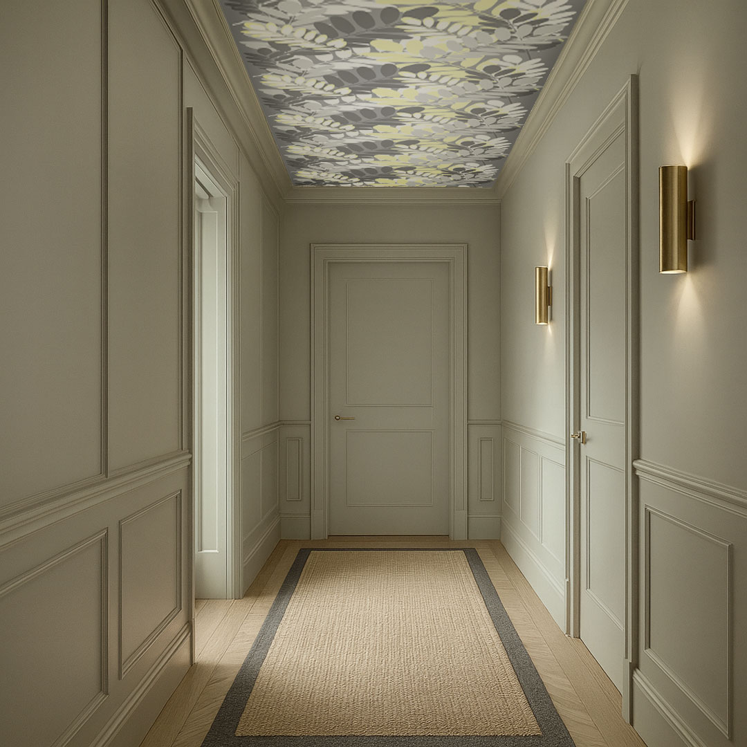 Acacia leaves grey-white-light-yellow wallpaper plant motif - Dekoori image 4