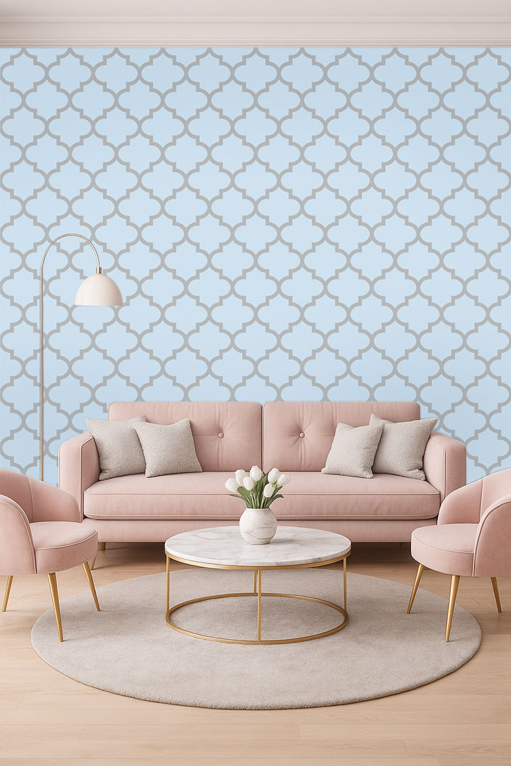 Moroccan Quatrefoil Tile blue-grey pastel wallpaper - Dekoori image 2