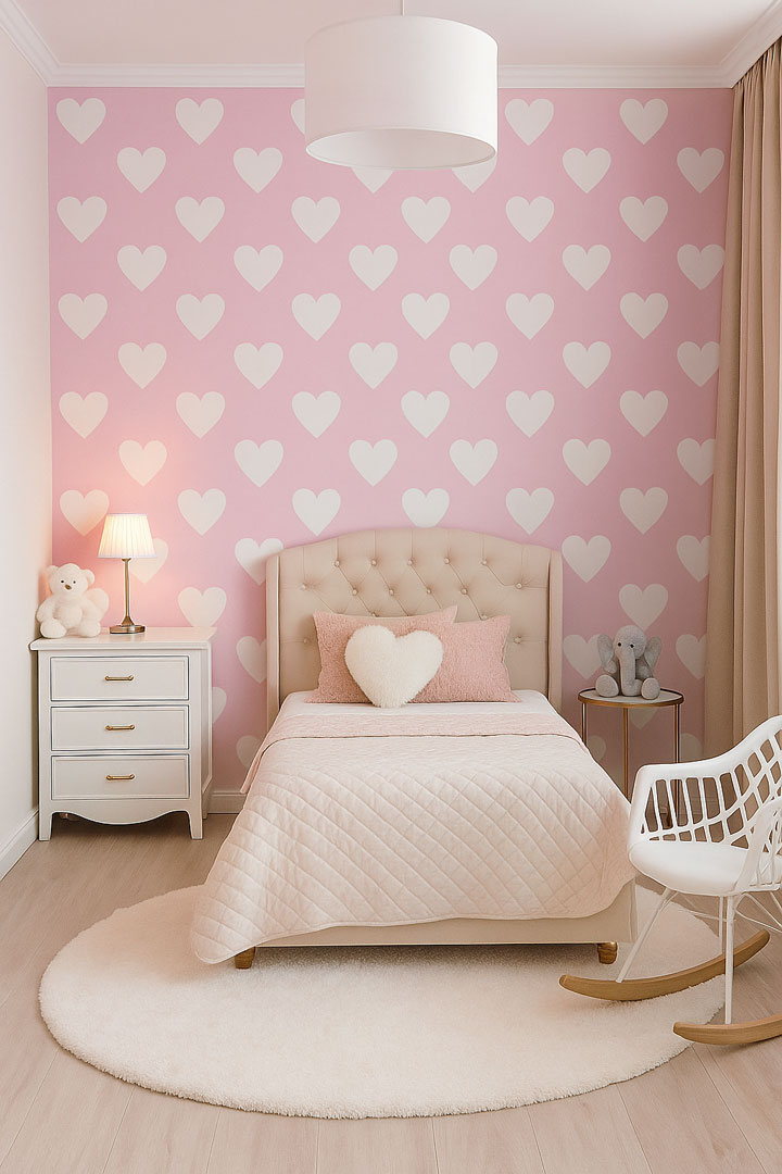Pink and white big 33 cm hearts wallpaper - Dekoori image 2